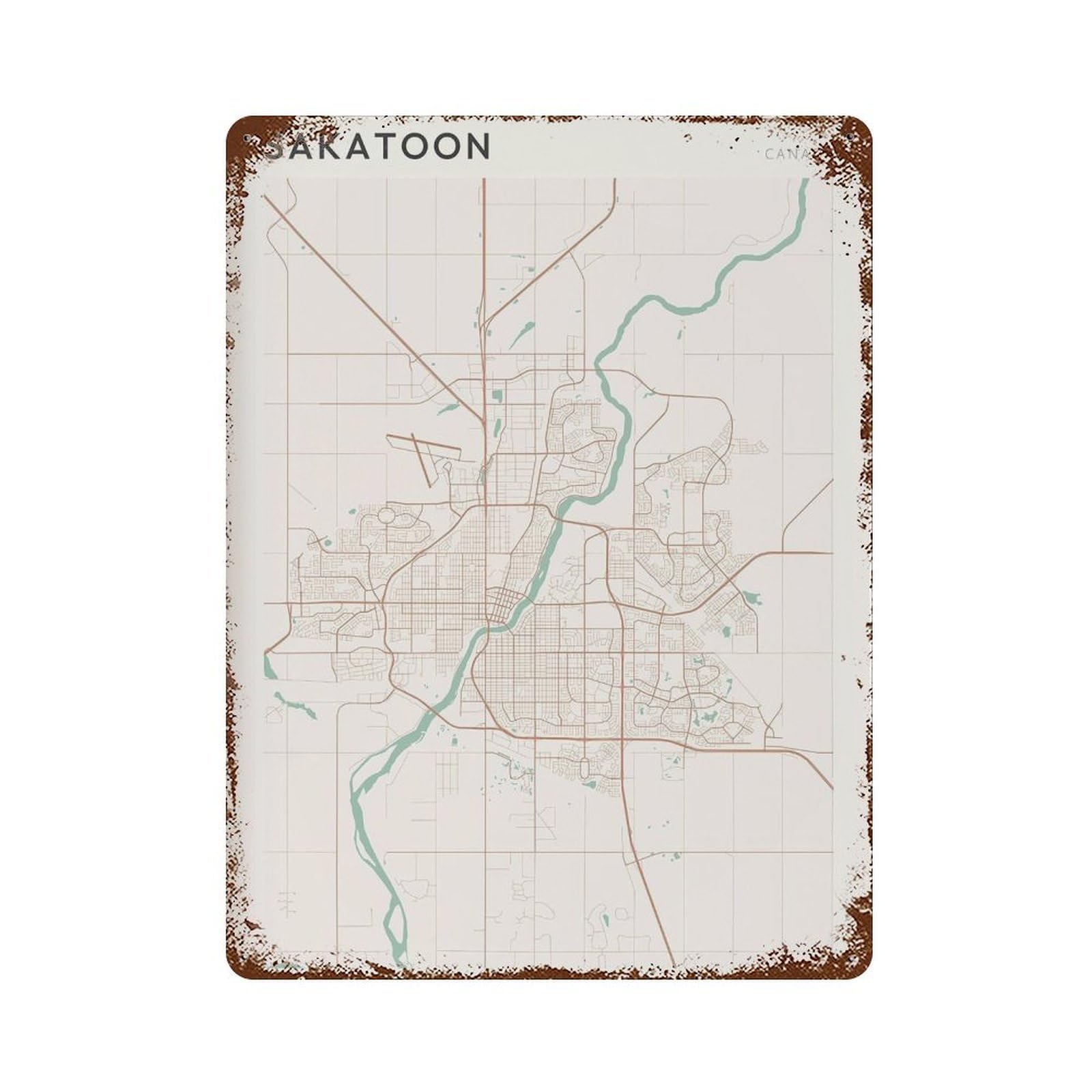 xiaoxiaoshen Saskatoon Map City Decor Canada Saskatchewan Wall Decor Art Metal Tin Poster Modern Home Decor Art Home Bar Shop Decorations Vintage Sign 40x30cm