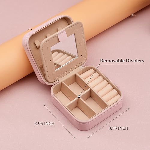 Miniatura 2 de MODENGKONGJIAN Joyero de viaje para mujer, a la moda, para anillos, collares, aretes, joyería, caja organizadora, pequeña, portátil, personalizada,