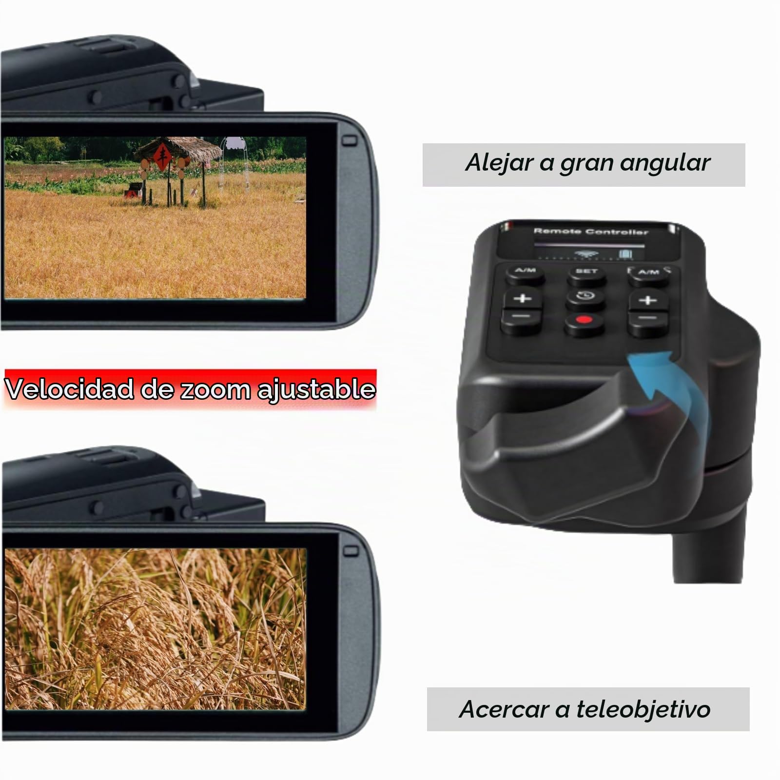 PHOLSY Mando a Distancia Inalámbrico para Videocámara con LANC | Conector Remoto de 2,5 mm, Zoom de Vídeo, Enfoque de Vídeo, IRIS y Remoto de Grabación de Vídeo para Canon Sony Videocámaras