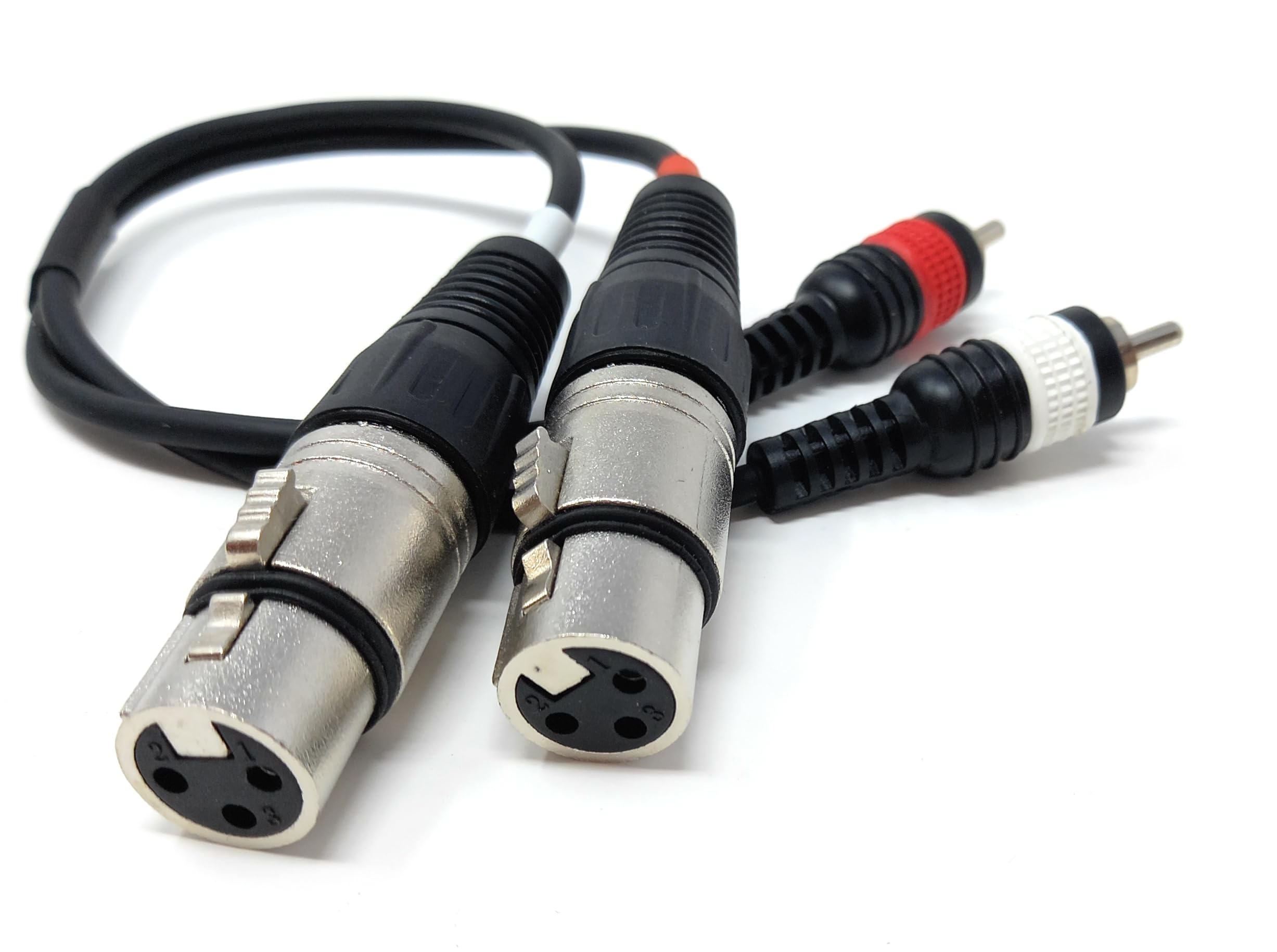 DRUT 30cm Twin 2 x XLR Female Sockets to 2 x RCA Phono Male Plugs Shielded Stereo Audio Cable Compatible with Mixers, Amplifiers, Music Instruments 1ft - Image 2