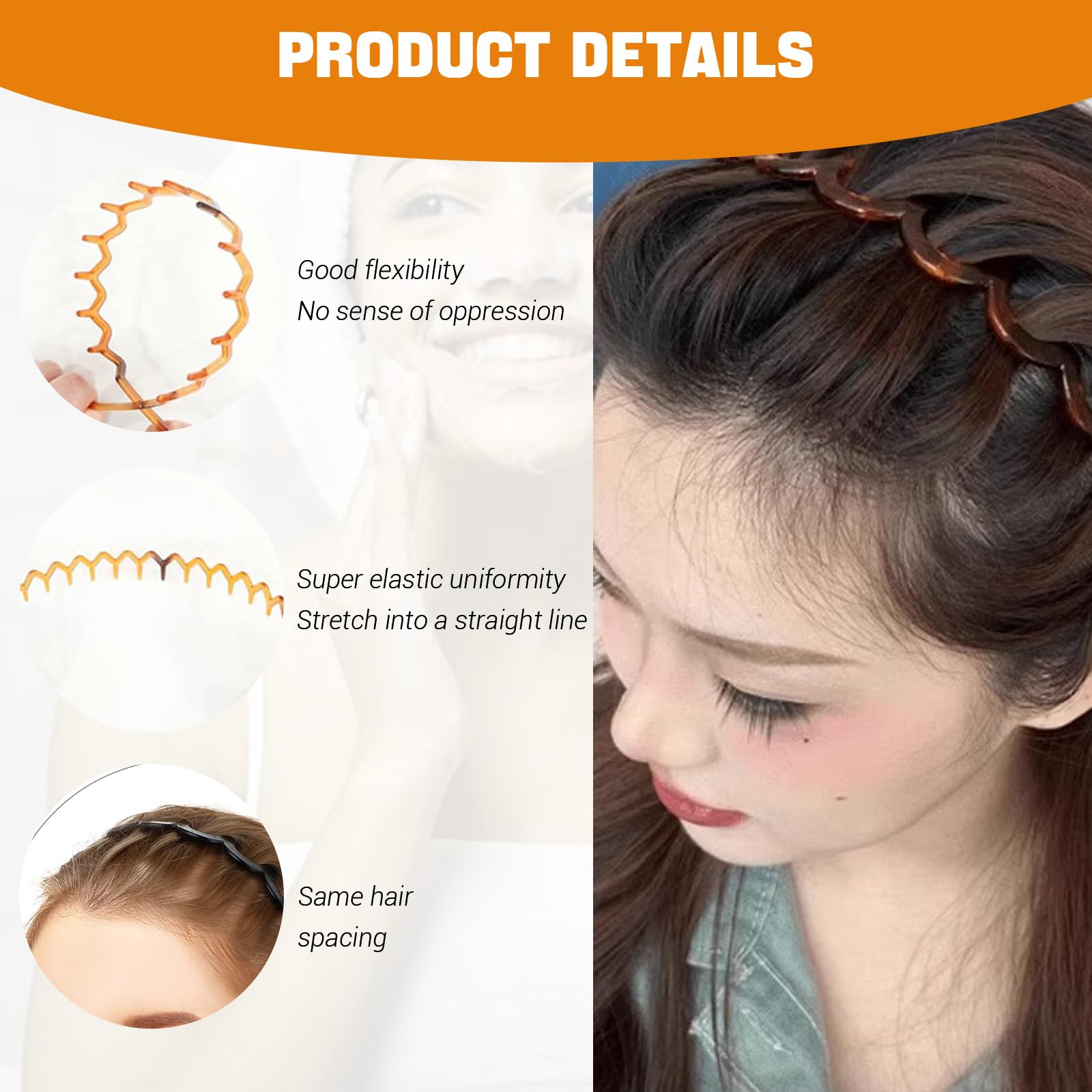 FrostyFlair Hairbands for Women, 6 Pack Zigzag Headbands, Non-slip Hair Accessories for Women and Girls, Zig Zag Headband (Black/Leopard) - Image 3