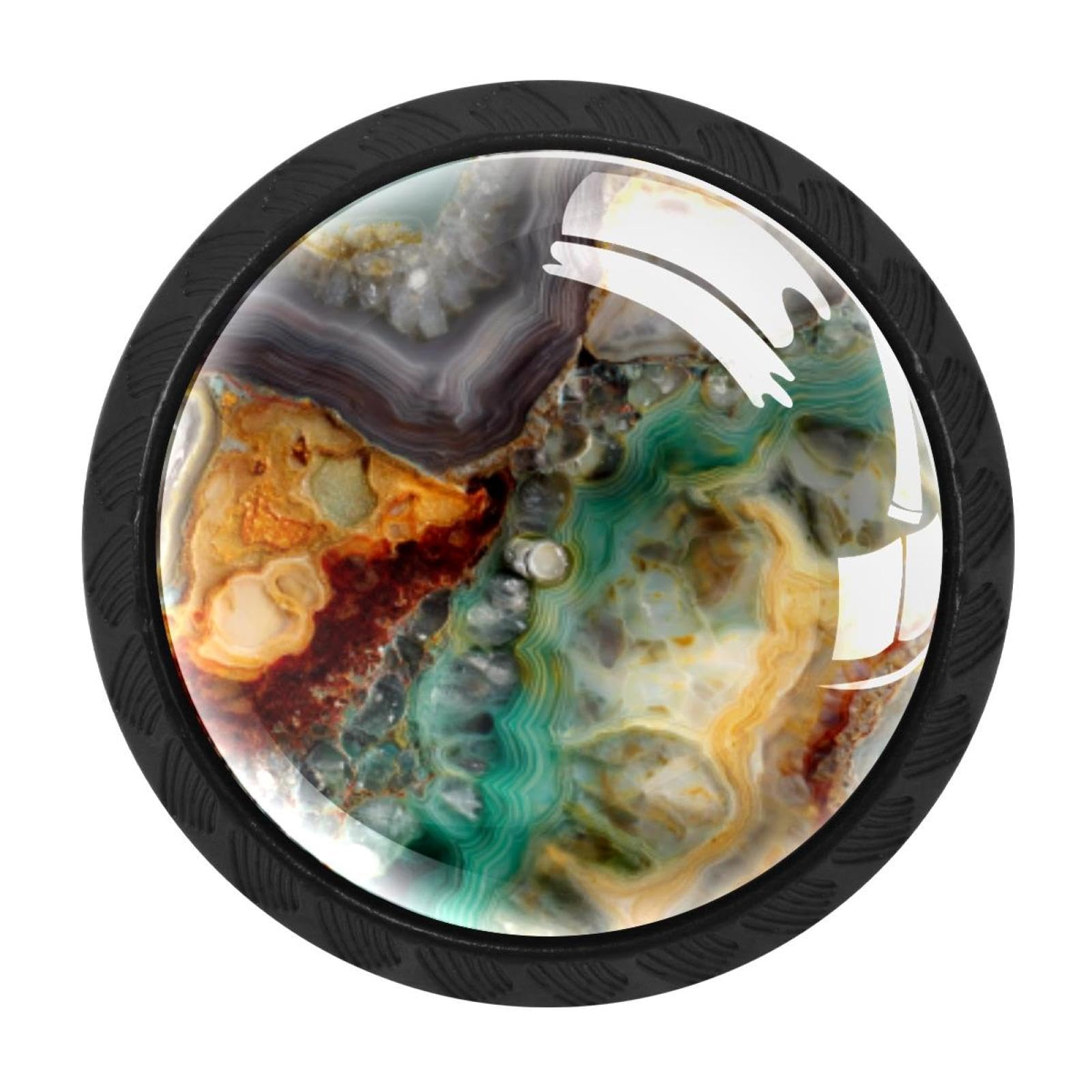 CHENZZZZ Agate Marble (2) Cabinet Knobs 4 Pieces Drawer Kitchen Cabinets Dresser Cupboard Wardrobe Unique Pulls Handles