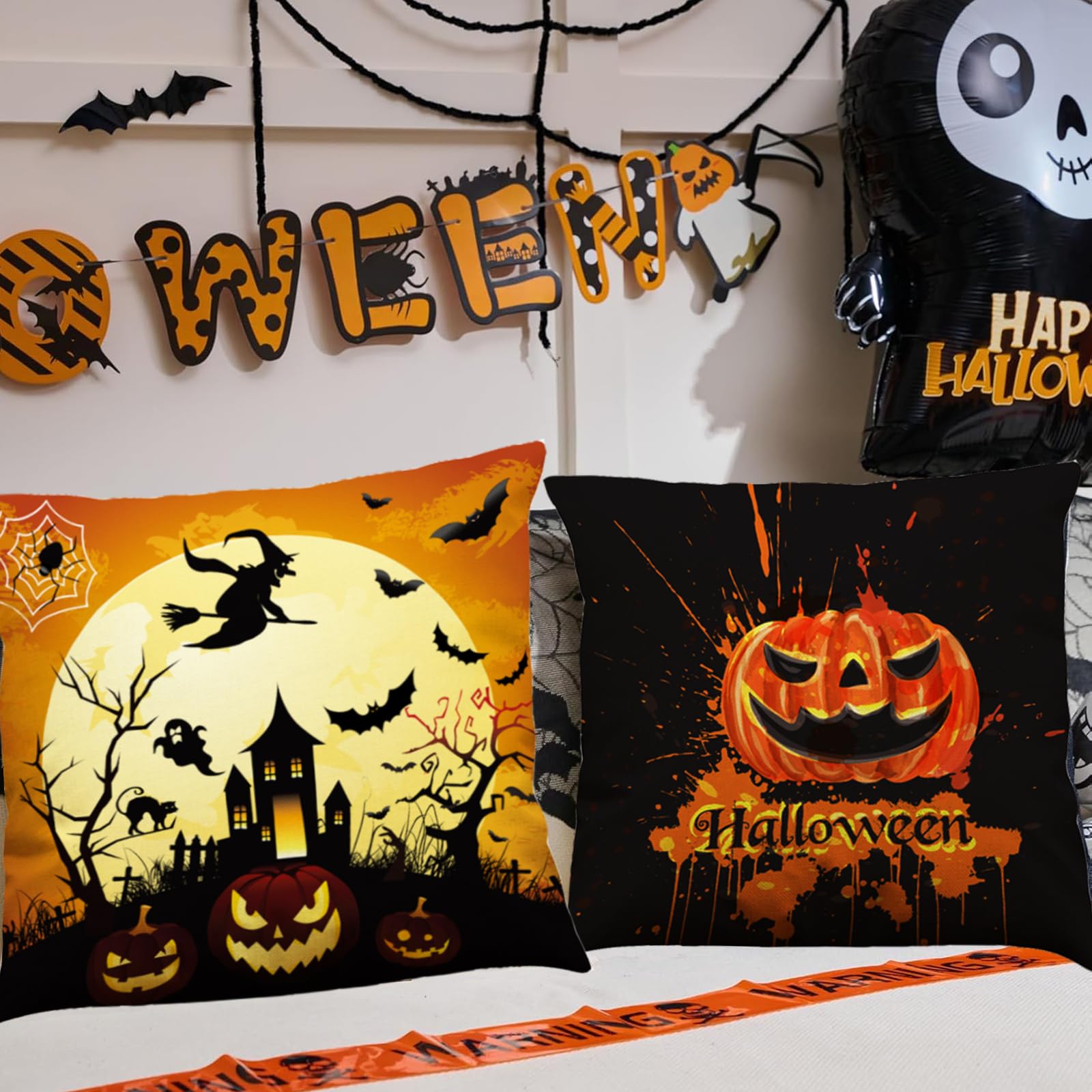 2er Set Geister Kissenbezüge Halloween - 45x45cm Plüsch Kissenhüllen Für Herbst Deko