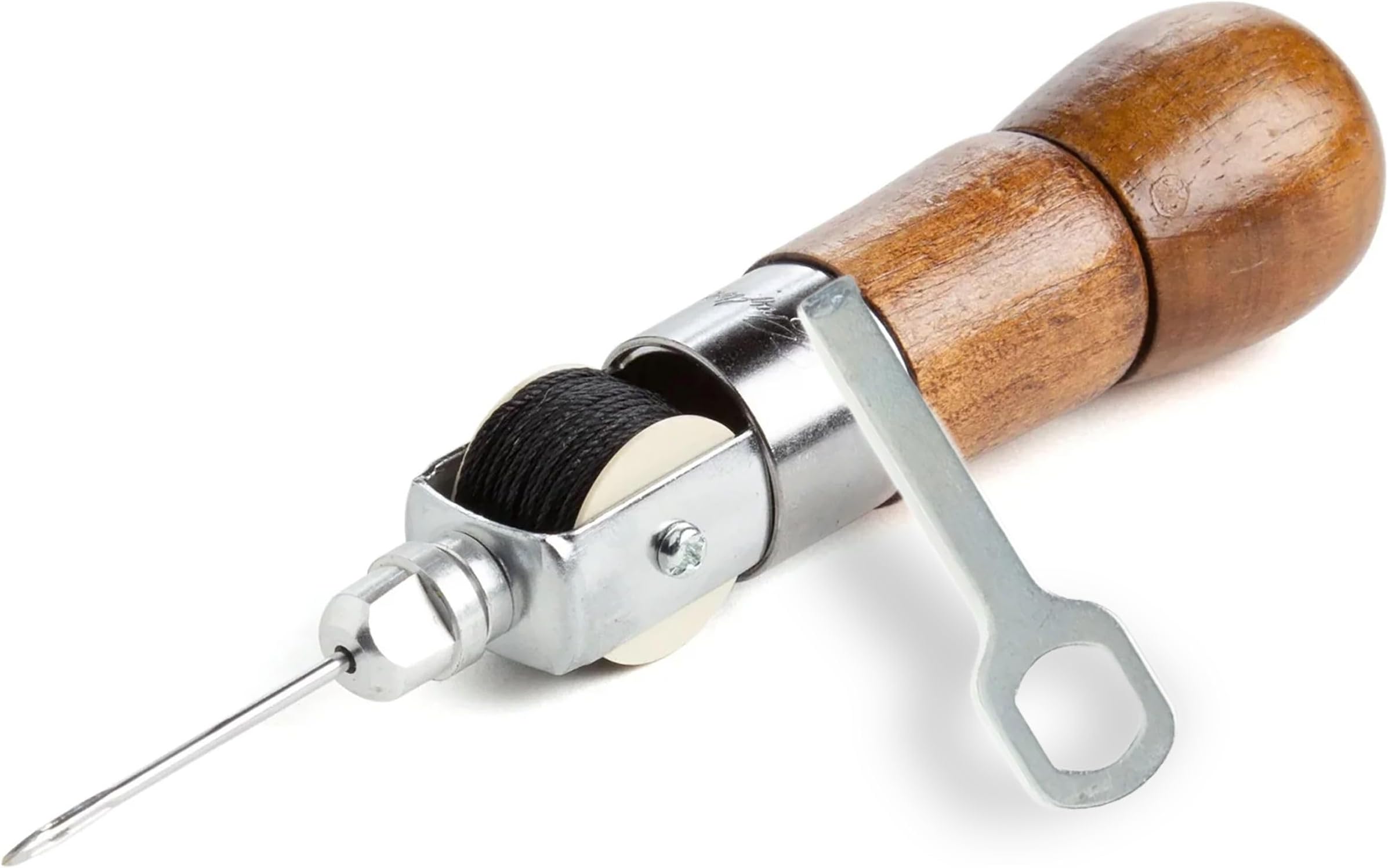 Sewing Awl Kit - Strong Lock Stitch for Leather Canvas and Vinyl Repairs - Easy Control Sewing Tool for DIY and Craft Projects - Wood Handle