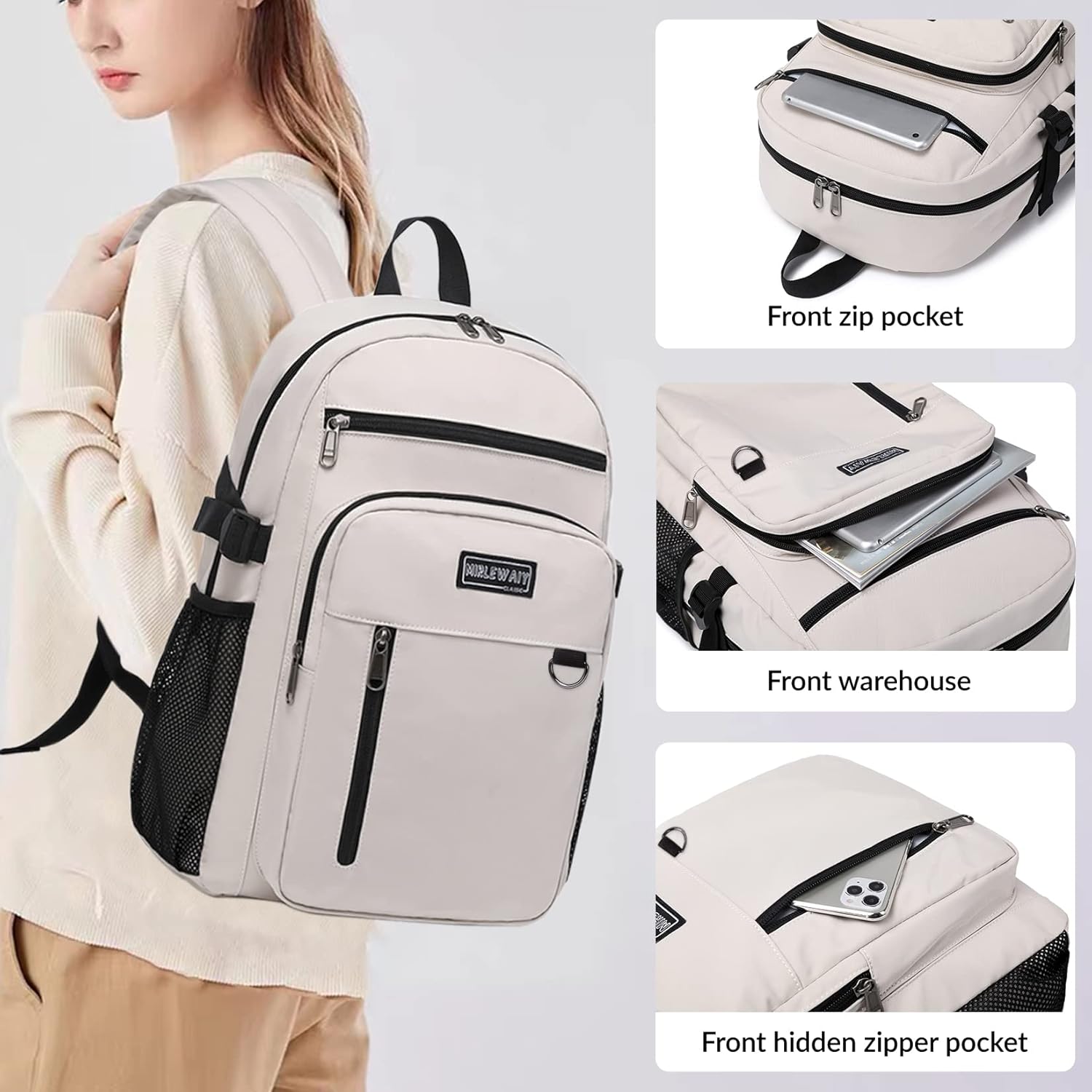 MIRLEWAIY Classical School Backpack Lightweight Bookbag Casual Daypack Travel Work Bag For Teenagers College Girls boys - Image 5