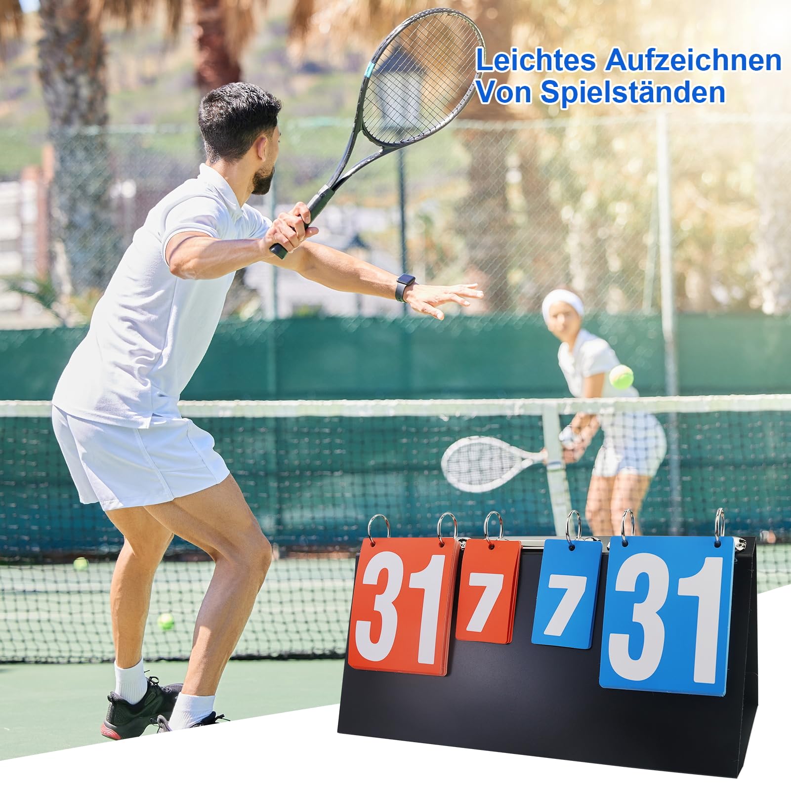Tabellone segnapunti Portatile, segnapunti pallavolo, Flip Sport Scoreboard, con 2 cartoncini arbitri, per Pallacanestro, Calcio, Badminton, Ping Pong, Tennis
