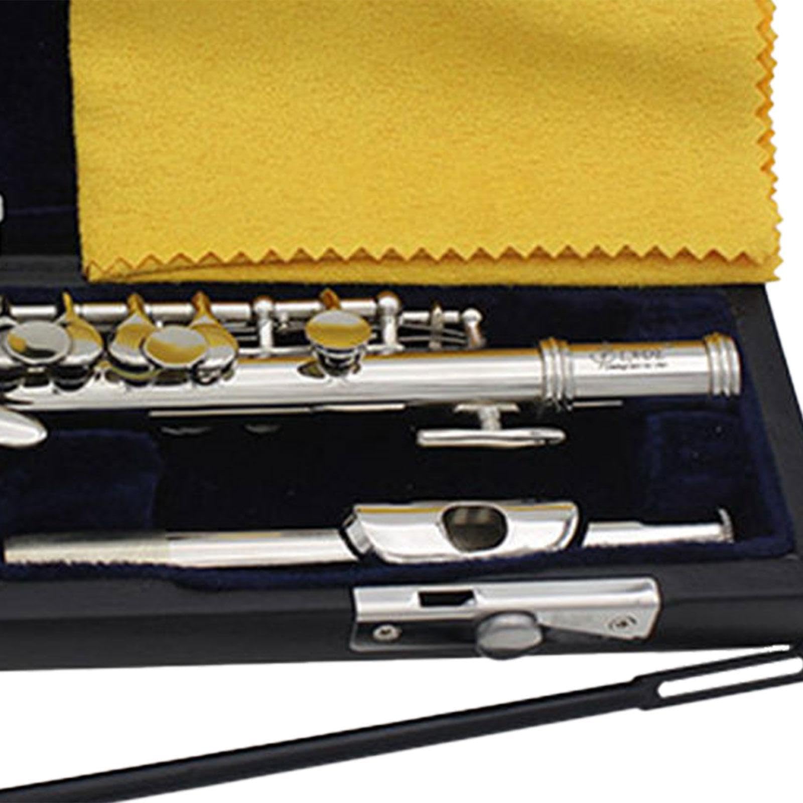Piccolo Flöte in C Dur, leicht zu spielen, ideal für Anfänger. Inklusive Hartschalenkoffer und Zubehör. Traditionelles Instrument mit 16 Löchern, Silber, 31.5 x 1.3 cm