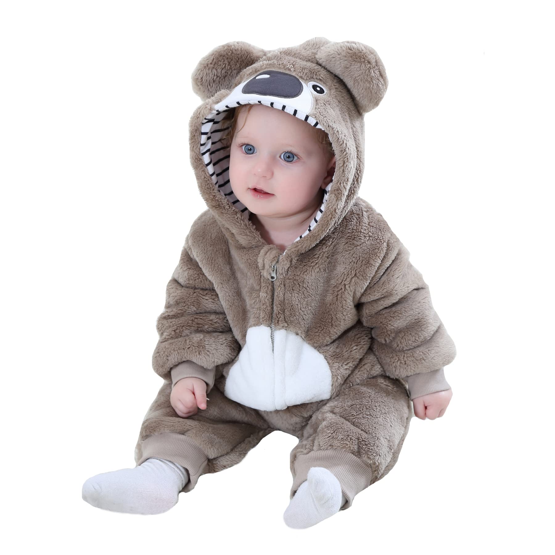 Doladola Unisex Baby Spring Autumn Animal Romper Baby Boys Girls Flannel One Piece Pyjamas(3 Months,Koala)