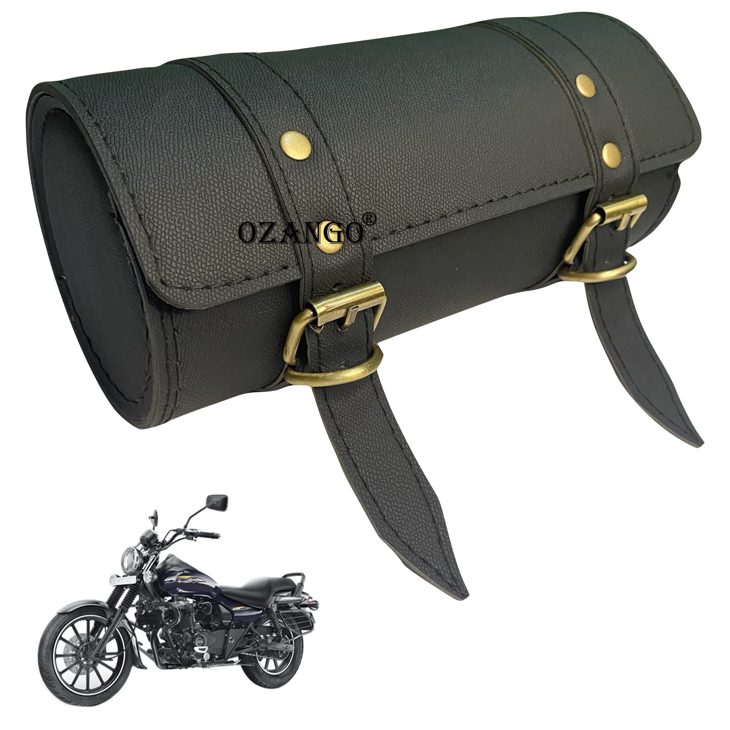 OZANGO Bike Side Waterproof Saddle Bag/Travel Bag/Carrier Leatherette Motorbike Round Tool Side Saddle Bag Black for Bajaj Avenger 150 Street-image-18