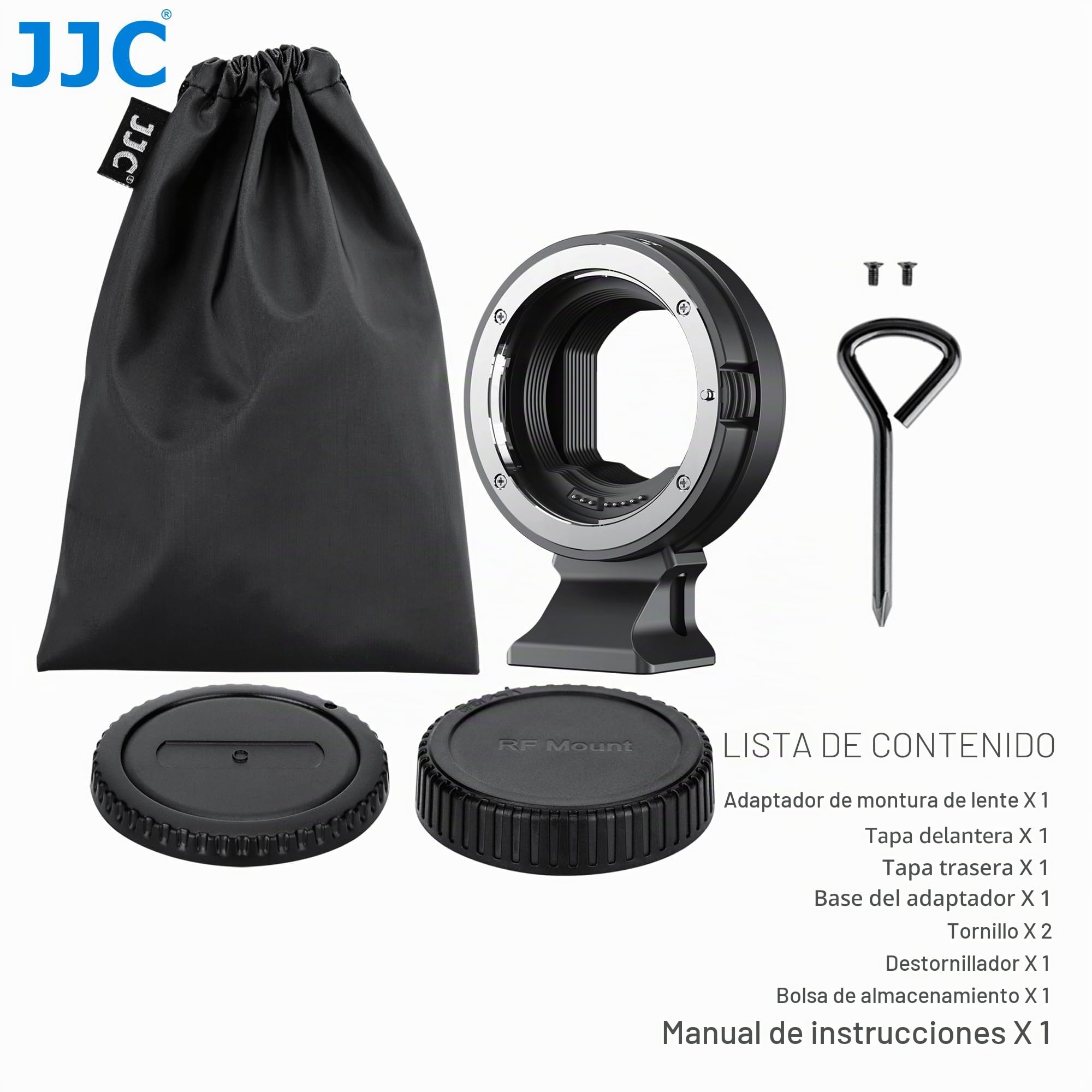 JJC EF-RF - Adaptador de Montaje de Enfoque automático para Canon EF EF/S a EOS R Ra RP R3 R5 R5c R6 R6II R7 R8 R10 R50, etc. Cámara de Montaje RF, Soporte de Metal Duradero con pie de trípode