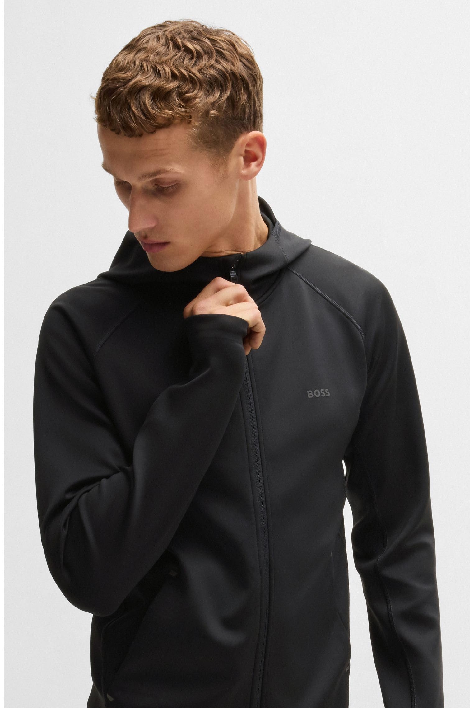 BOSS Active Hoodie Mit Reißverschluss Und Reflektierendem Branding