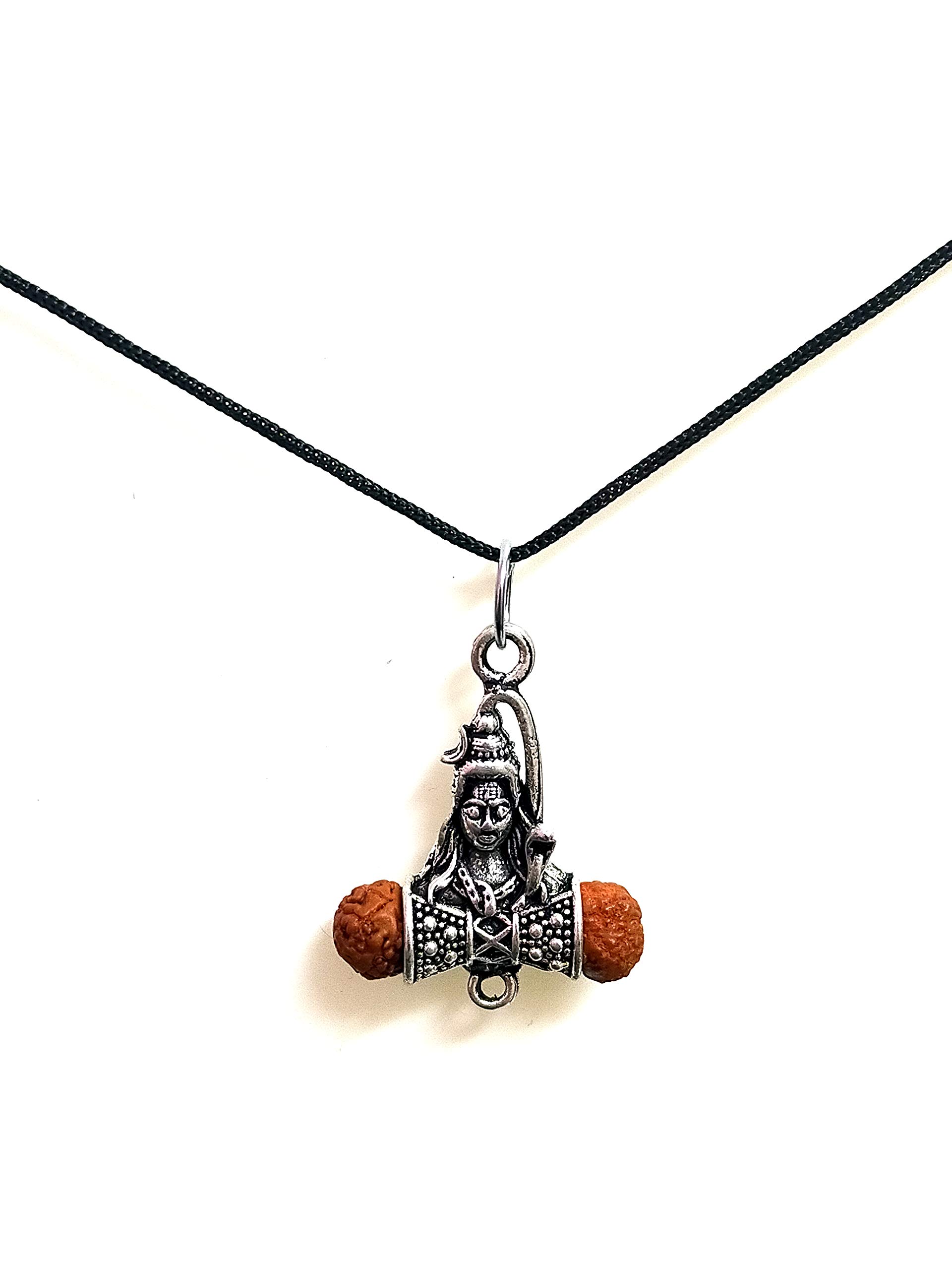 Lord Shiva Damaroo Rudraksh Oxidised Metal Pendant For Men And Women-image-17