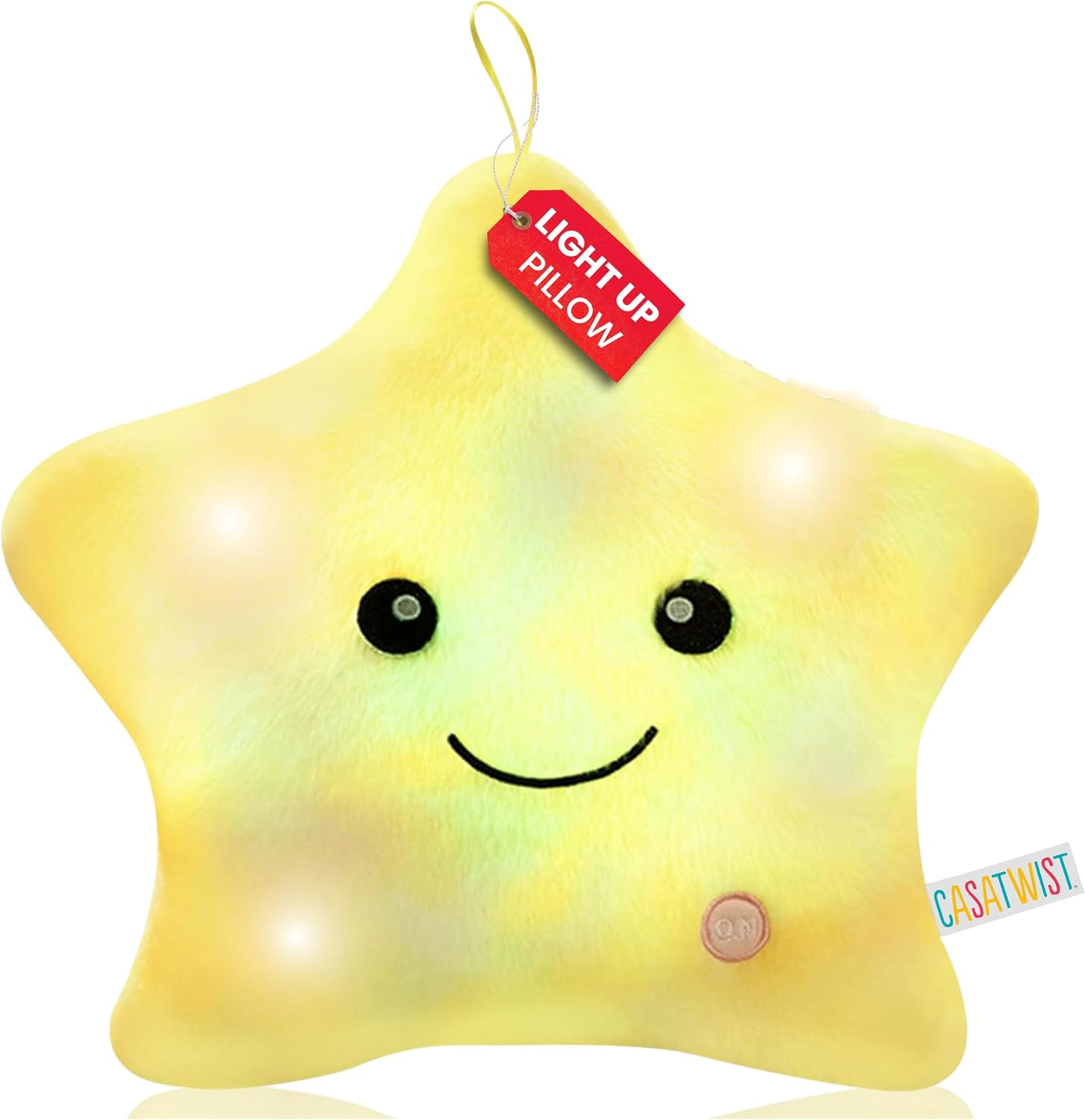Premium 15” Twinkle Star Light Up Plush Pillow with Lights, Sensory Toys for Kids with Autism, Boys Girls Room décor ADHD Cute Glow in the Dark Stars Night Gift