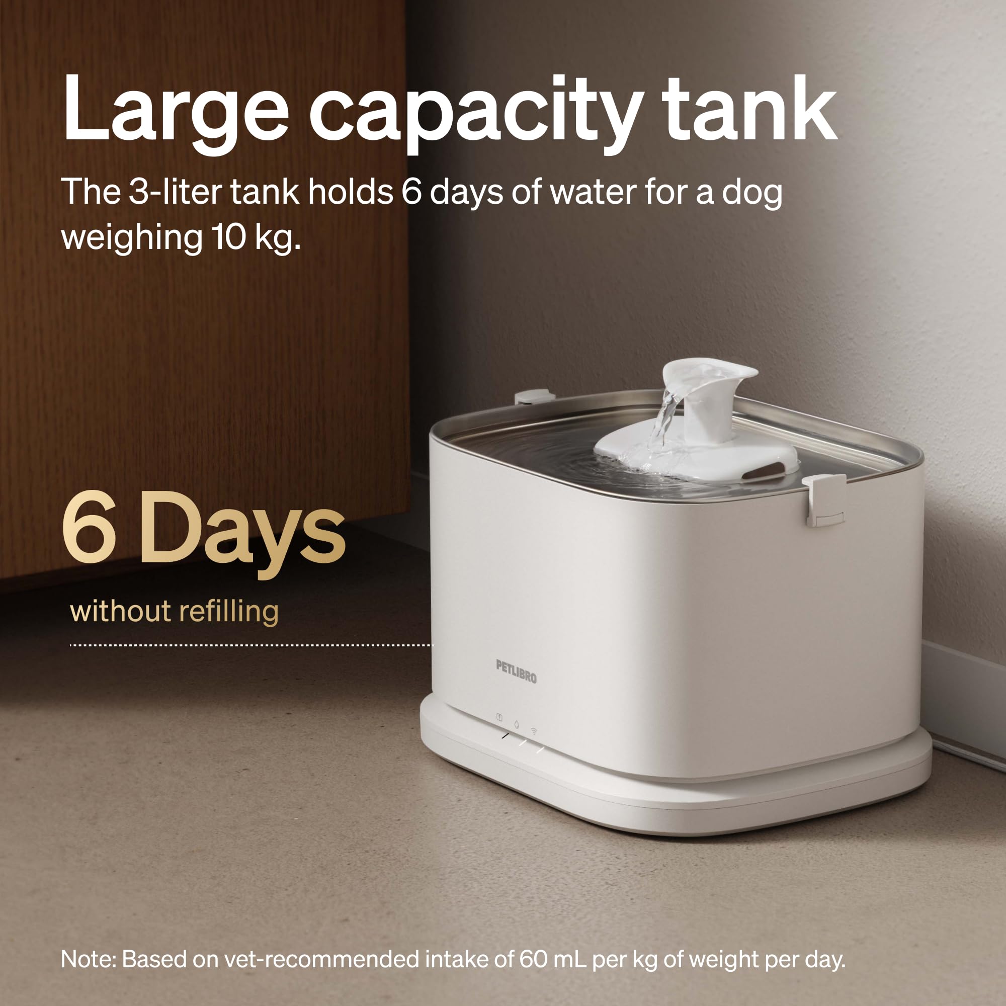 PETLIBRO Quiet Dog Water Fountain Stainless Steel Tray, Smart Pet Water Fountain for Dogs Inside with App Monitoring, 3L Dog Fountain Water Bowl, Automatic Water Dispenser for Dogs, Cat Water Fountain - image 2