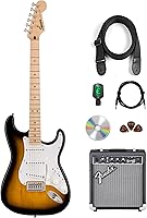 Vista 12 de Fender Squier Sonic Stratocaster - Paquete ultravioleta con amplificador, sintonizador, correa, cable, púas y DVD de guitarra Austin Bazaar