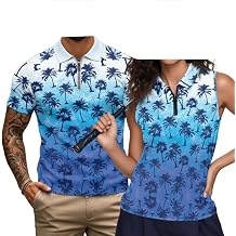 INSTANTARTS Couple Matching Outfit Mens Golf Shirts 1/4 Zip Up Quick-Dry Workout Tops and Sleeveless Golf Shirts for Women