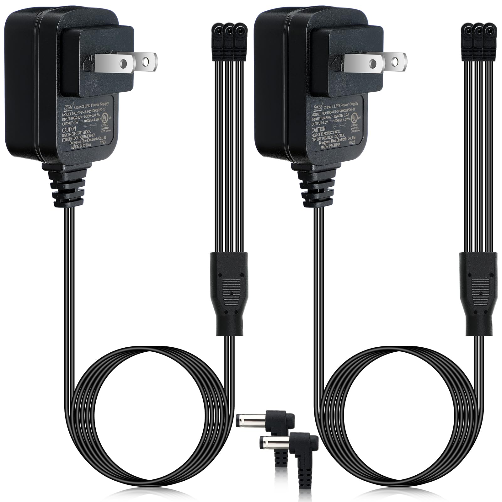 Umigy 2 Pcs 4.5V Power Adapter Compatible with Lemax Lighted Accessory Ac DC Power Adapter 94566 94563 94564 94565 74227 74706 Christmas Micro Lighting Building Decoration(3 Output)