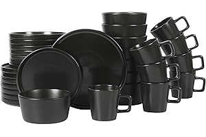 Gibson Soho Lounge Bowery Stoneware Dinnerware Plates, Bowls and Mugs Set for 8