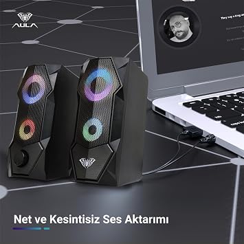 Aula N-301 10W Masaüstü RGB Gaming Oyuncu PC 1+1 Speaker Hoparlör