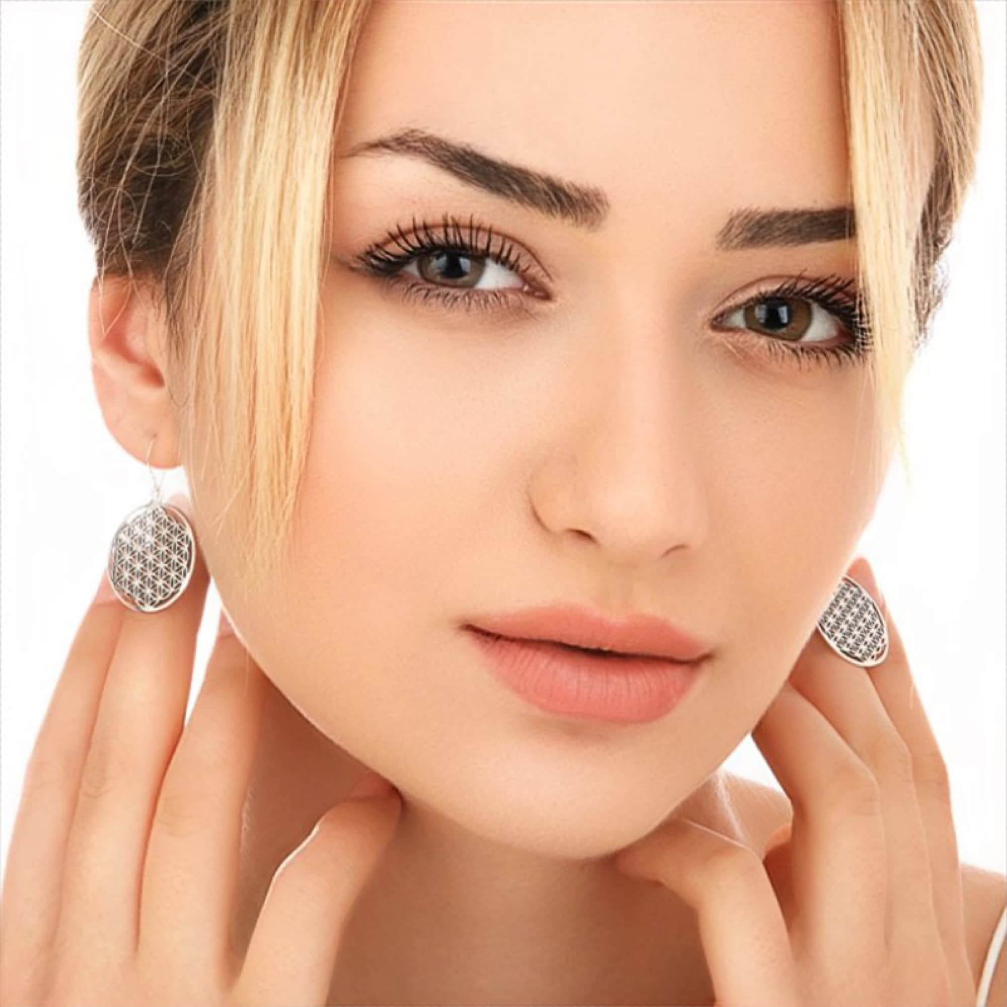 MadamLili - Ohrringe Blume des Lebens - Silber 925 Sterling - Hängend - Ohrhänger Set Lebensblume - Heilige Geometrie Schmuckset - Handgefertigt - Exklusive Schmuckbox
