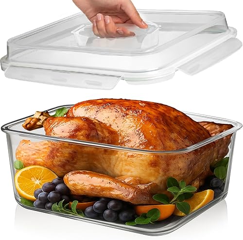 Contenedor grande de vidrio para almacenar alimentos de 28 tazas de 219.8 fl oz  220 onzas  28 tazas con tapa hermética de bloqueo. Ideal para
