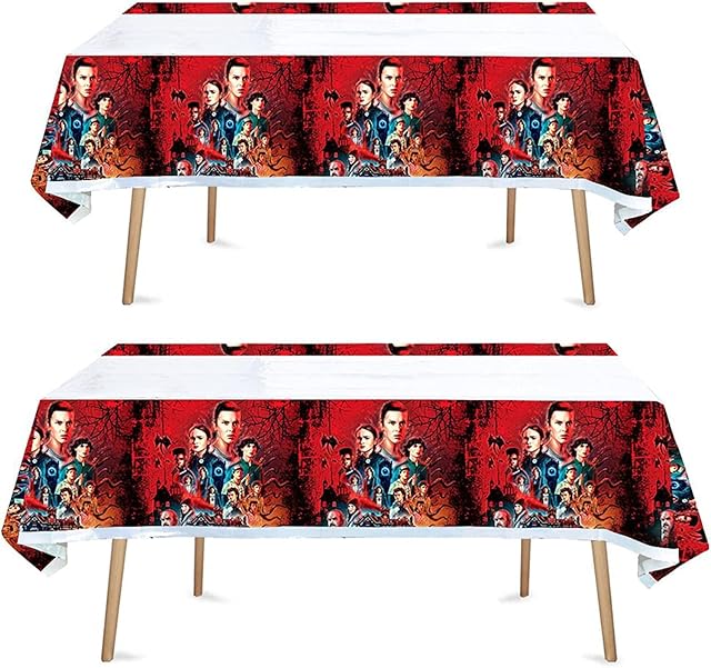 PDLT home Stranger table cloth, Stranger Party Tablecloth 70 x 42 inches Table Cover for Movie Series Birthday Party Supplies Favors Decorations 2Pcs
