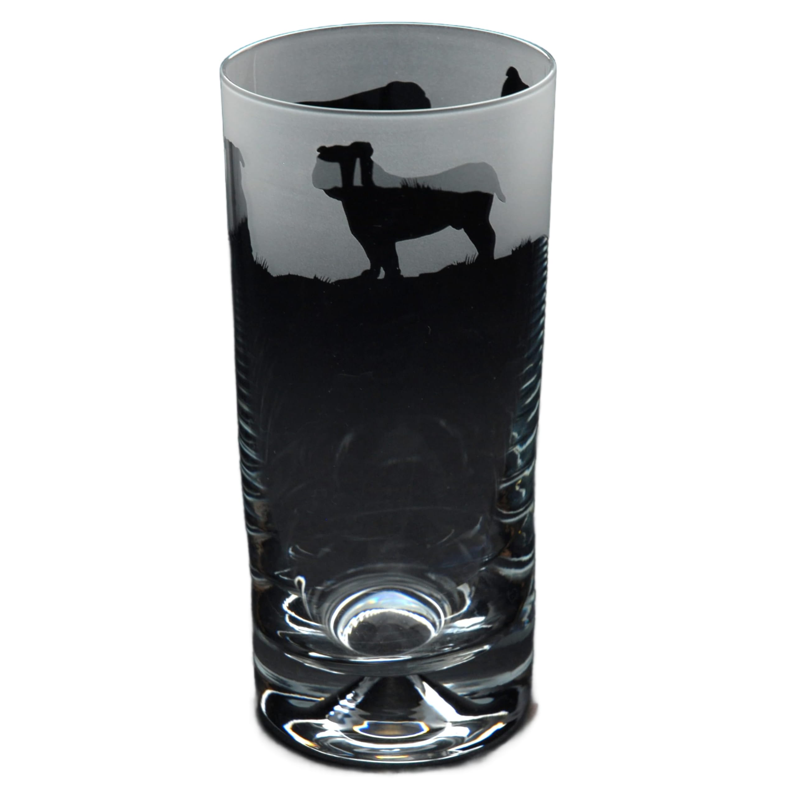 GLYPTIC Glass Art English Bulldog Dog Frieze Hand Etched/Engraved Highball Glass โ image 1