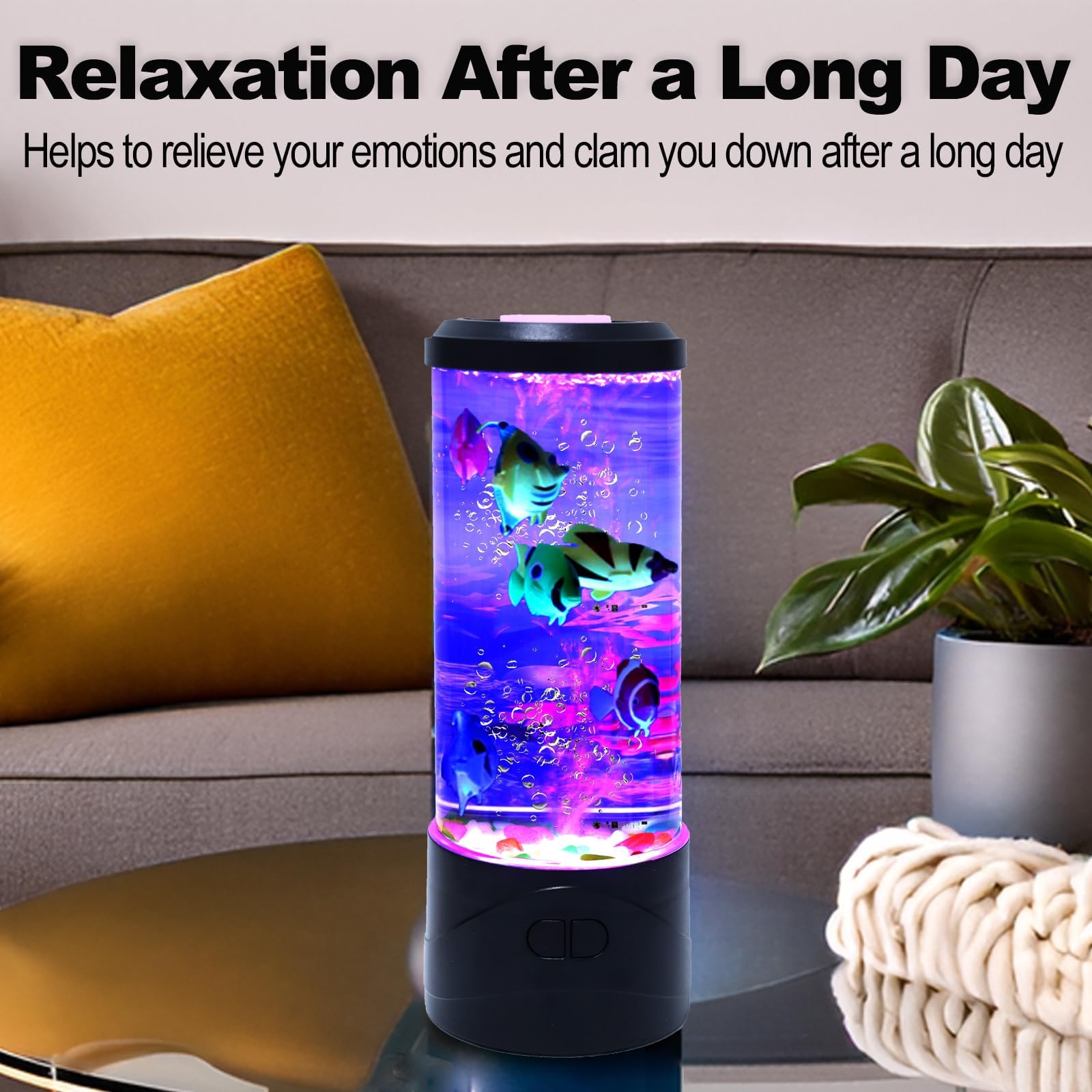 Lámpara de acuario falsa para pecera, lámpara de peces de burbujas con 6 luces nocturnas de peces artificiales, regalos sensoriales para niños y adultos, para habitaciones, oficinas y decoración de