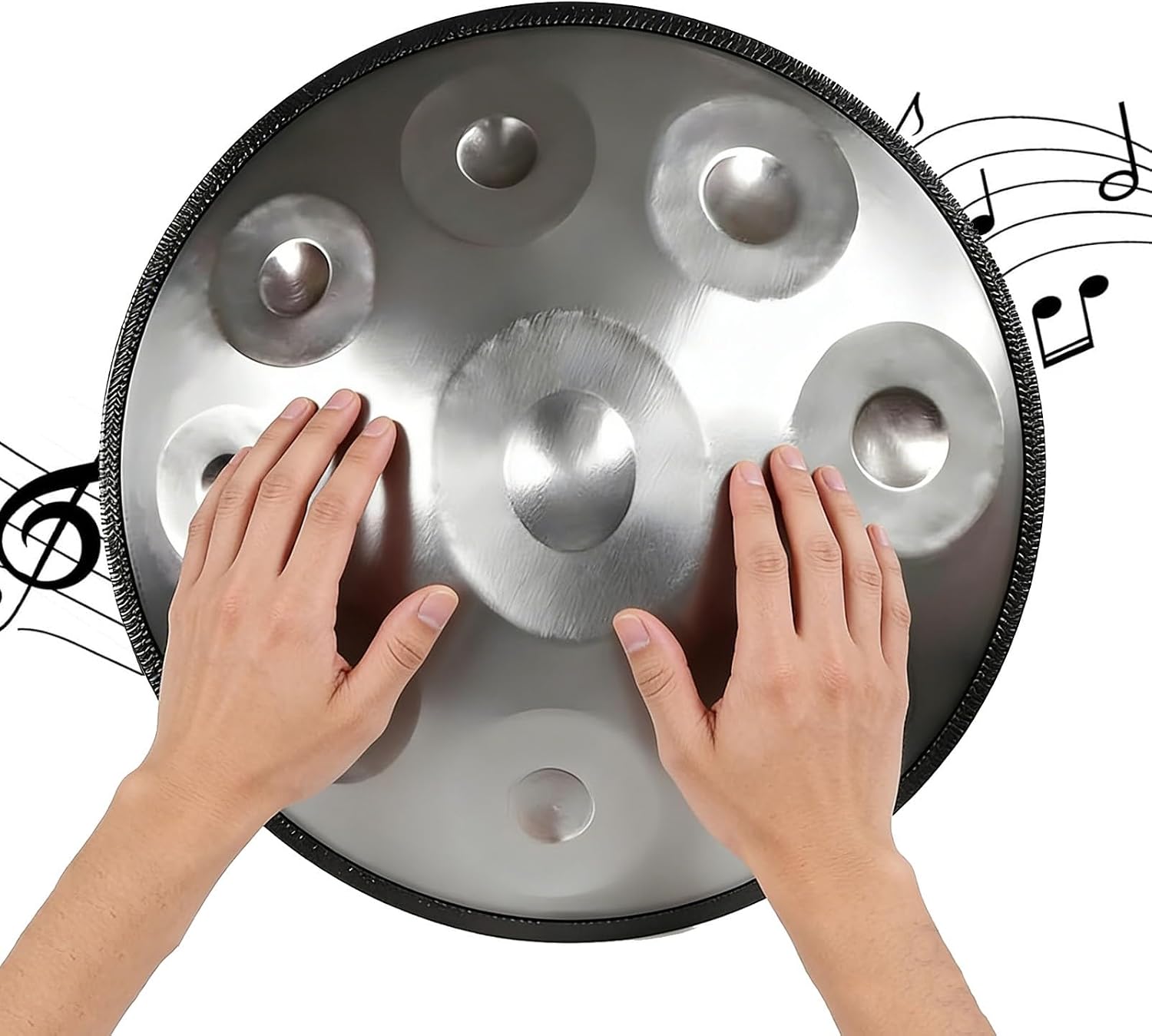 Handpan 22 pulgadas D Minor 10 Notas Acero Plateado miniatura 1