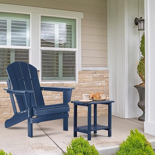 Miniatura 29 de Adirondack - Mesa auxiliar para exteriores, mesa auxiliar de patio resistente de 2 niveles, resistente a la intemperie, mesa auxiliar sólida de 16.5