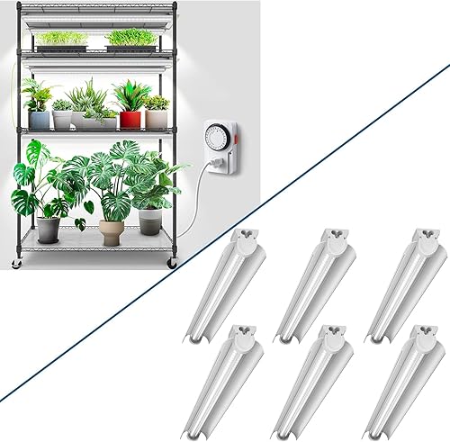 Barrina Soporte para plantas con luces de cultivo para plantas de interior, estante para plantas de 4 niveles con paquete de 12 luces de crecimiento