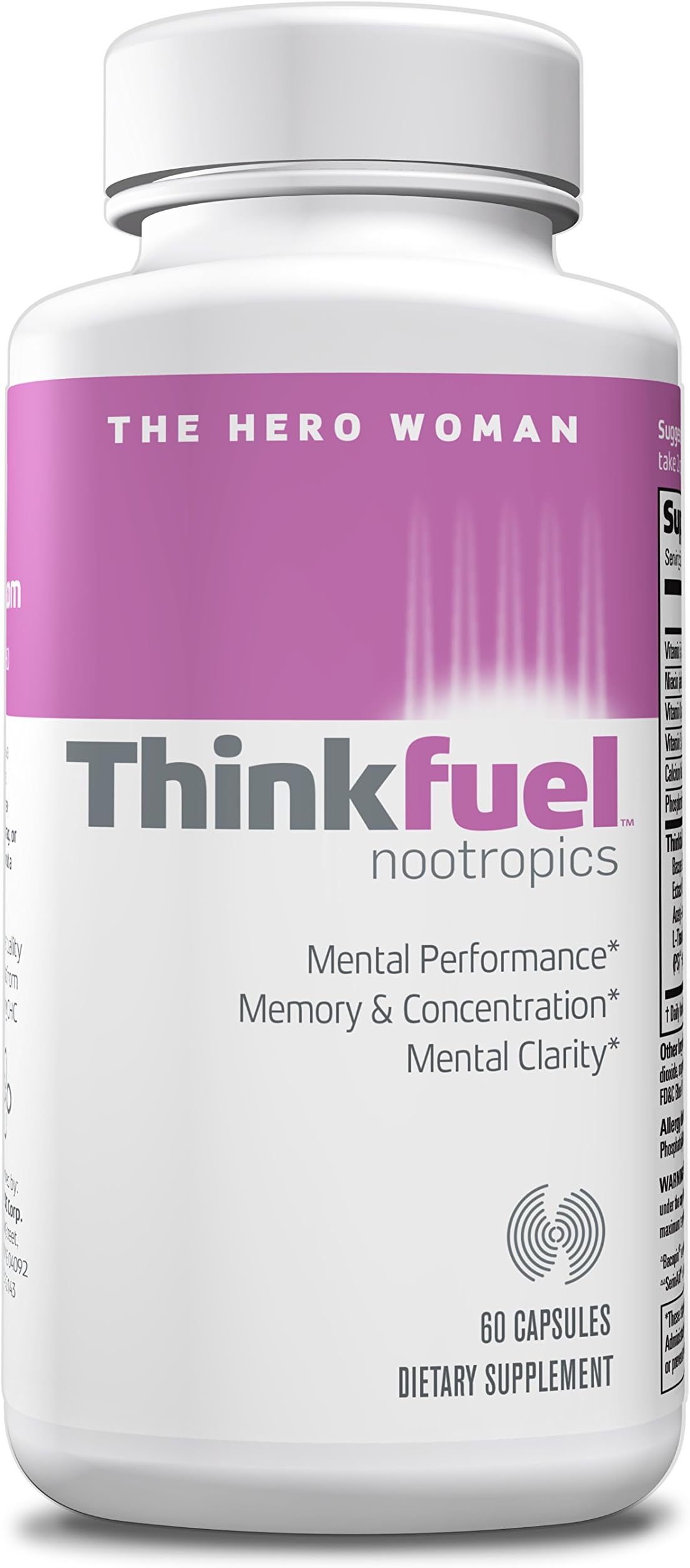 Thinkfuel For Women | Nootropic Supporting Brain Function, Energy Levels & Mental Clarity w/ DMAE, Ginkgo Biloba, L- Theanine, B Vitamins (B2, B3, B6 & B12), and Caffeine. (60 Capsules)