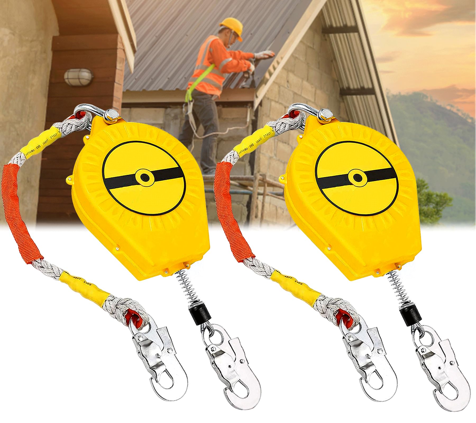 Dispositivo Anticaduta a Richiamo Automatico 3-20m, Imbragatura di Sicurezza Anticaduta Retrattile con Funzione Autobloccante, Cavo di Sicurezza Anticaduta per Tetto e Lavoro Aereo(Size:3m)