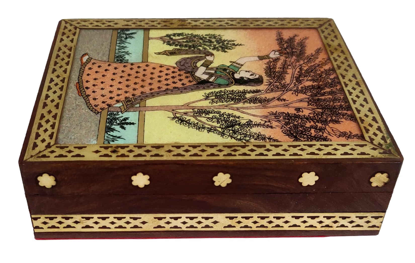 Boîte à peinture en bois Folk Lady Ragini Purpledip 12,7x15,2 cm