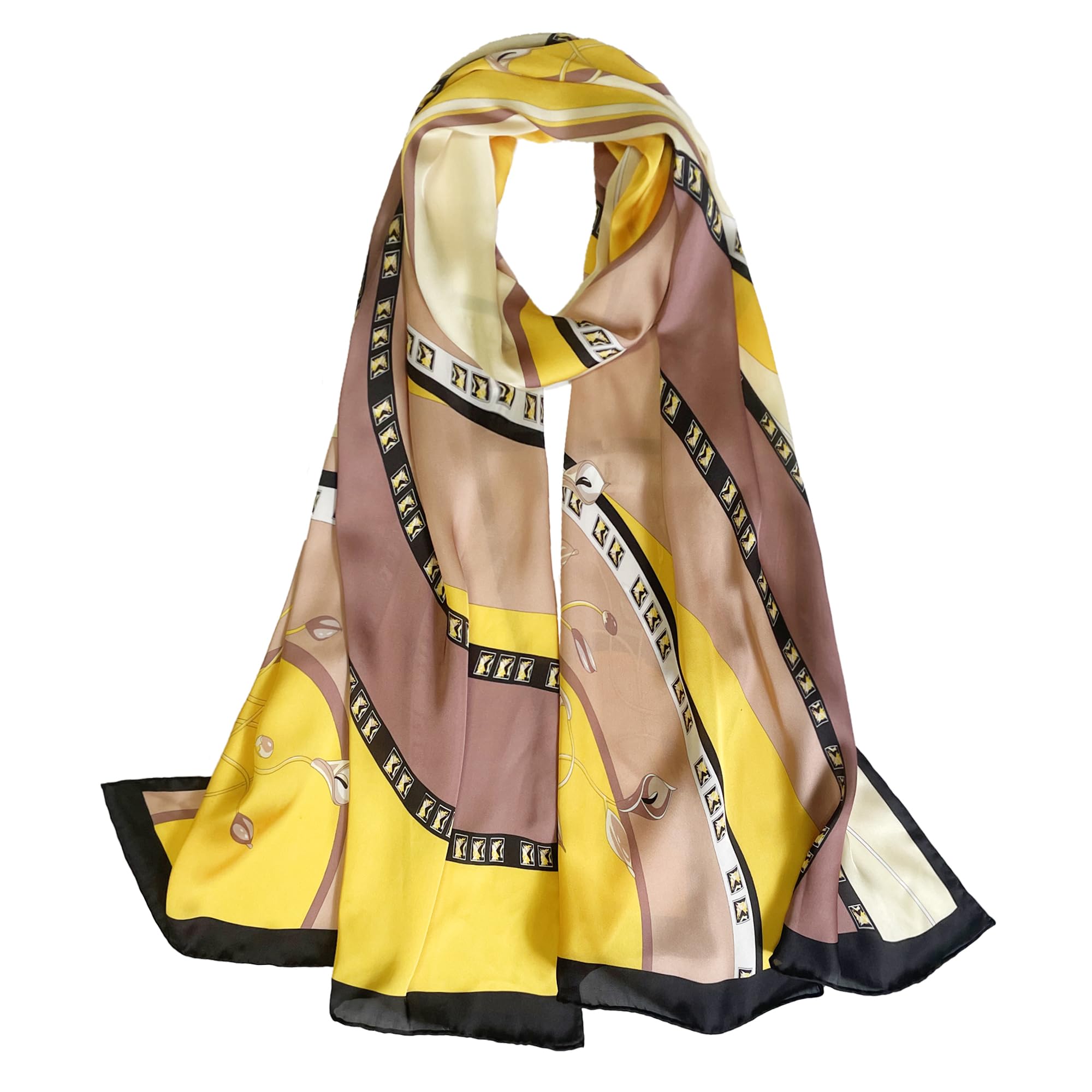 Silk Scarf Long Hair Wrap: 100% Mulberry Silk Large 67”×21” - Womens Fashion Designer Shawl with Gift Package