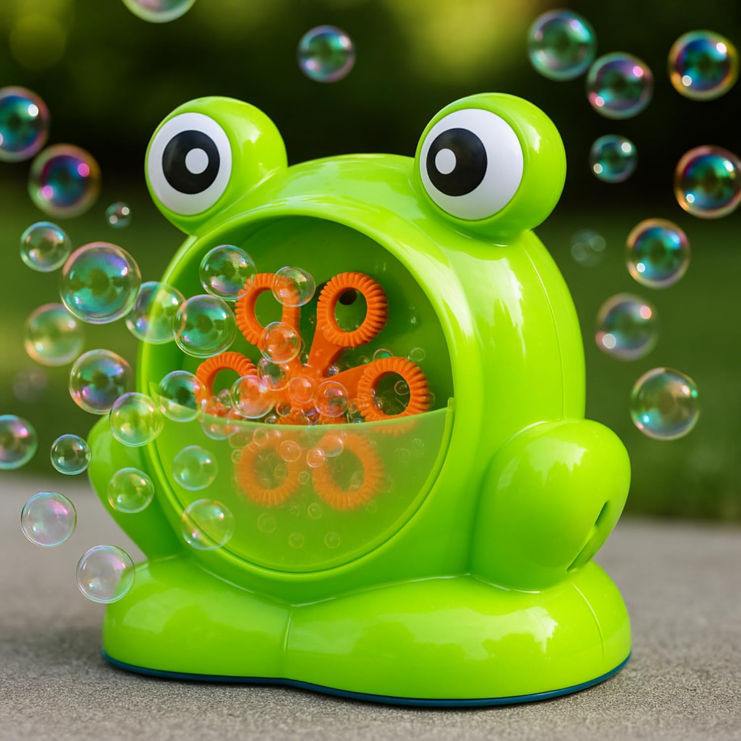 BEPER Máquina de Burbujas para Niños – Forma de Animal (Hipopótamo o Rana) – Funcionamiento Continuo – 56 ml de Líquido Incluido, Pilas No Incluidas