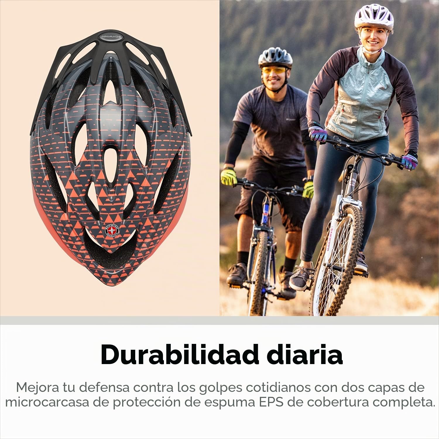 Schwinn Thrasher Casco Adultos Bicicleta desde 14 Años, 58-62 cm, 20 Rejillas Ventilación, Color Coral