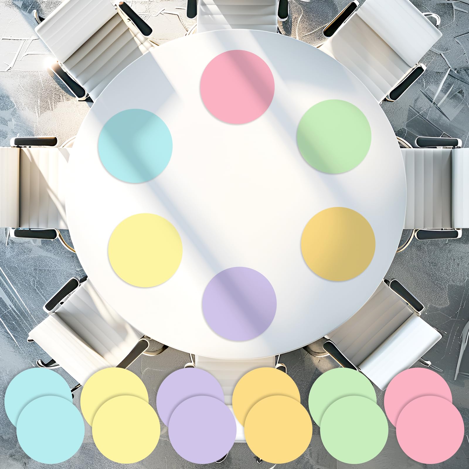 JarThenaAMCS 12PCS 12'' Pastel Dry Erase Dots Circles Spots Decals Colorful Waterproof Removable Marker Stickers for School Classroom Wall Whiteboard