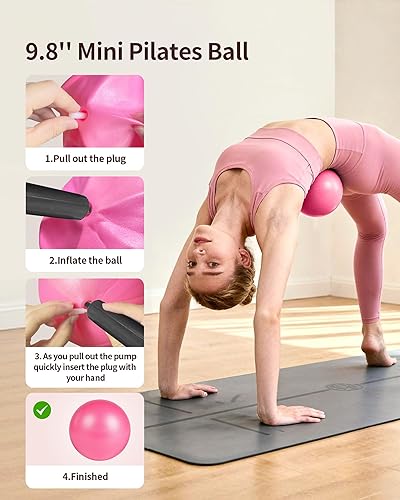 Miniatura 4 de Home Pilates Kit for Women, Essentials Pilates Equipment Set with 14 Pilates Ring and Mini Ball, 5 Resistance Bands & Accessories, Tutorial Charts,