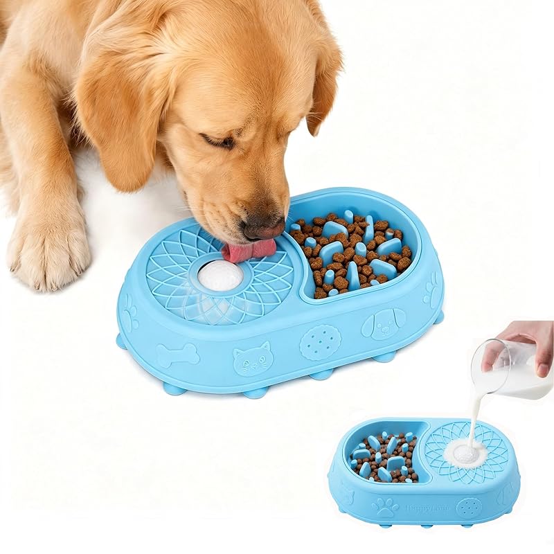 Comedouro lento 2 em 1 para cães com bola interativa HappyLong, 1 unidade