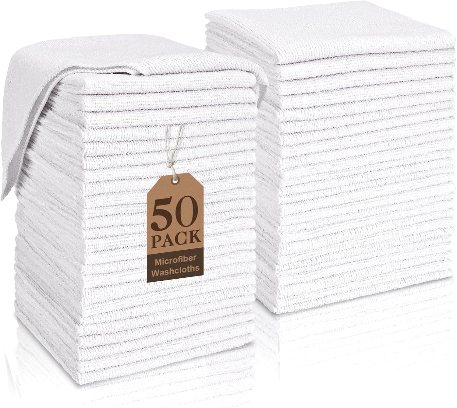 White Washcloths Bulk 400 Pack, Highly Absorbent & Quick Drying Face Towels, Premium Quality Soft Bath Towels, Multipurpose Microfiber Wash Cloths, 12x12 inches