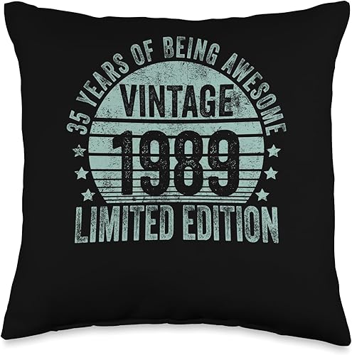 Miniatura 1 de Cojín retro de 35 cumpleaños para hombres y mujeres, 16 x 16 pulgadas, multicolor