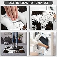 Vista 4 de MUGINYU Alfombra de baño de cuero de vaca occidental con estampado de vaca, decoración de granja estilo vaquero, alfombra de baño occidental