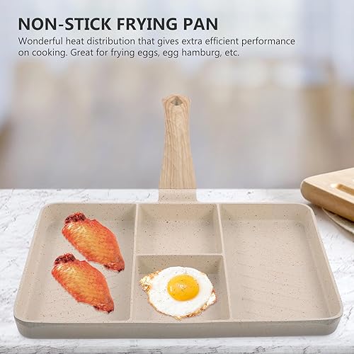 Miniatura 3 de CALLARON Breakfast Frying Pan Nonstick Egg Frying Pan 4 Section Square Grill Pan Divided Skillet Omelette Pan Pancake Pan for Egg Bacon and Burgers