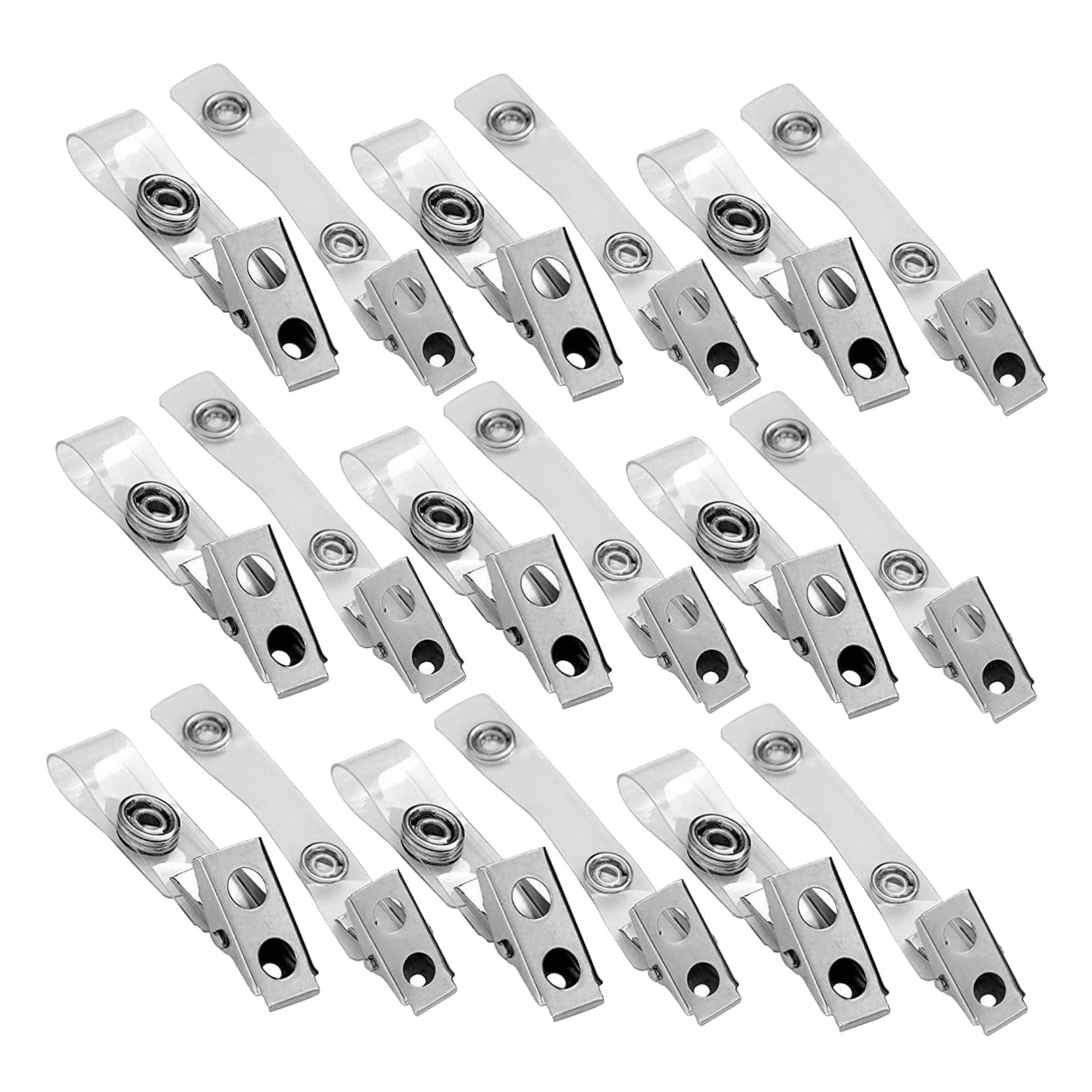 Lurrose 250pièces Pince à Badge Métallique Avec Trou Double Et Sangle Pvc Transparent Porte-badges Pour Cartes Identité Nominatives