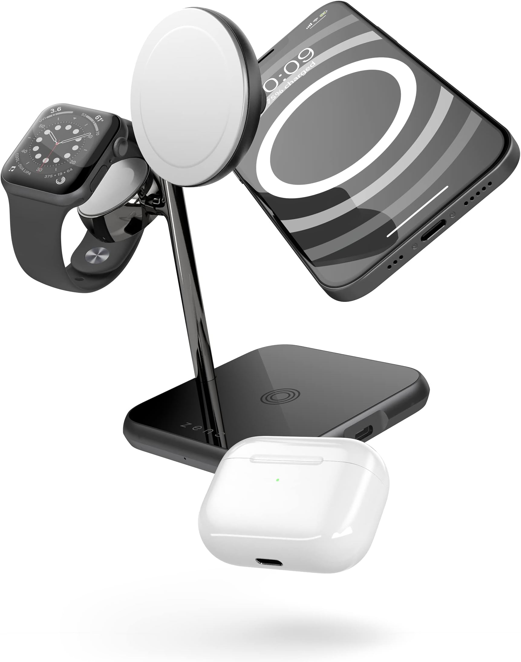 4-in-1 Wireless Charger Compatible with iphone, watch, airpods - Black, ZEDC22B/00