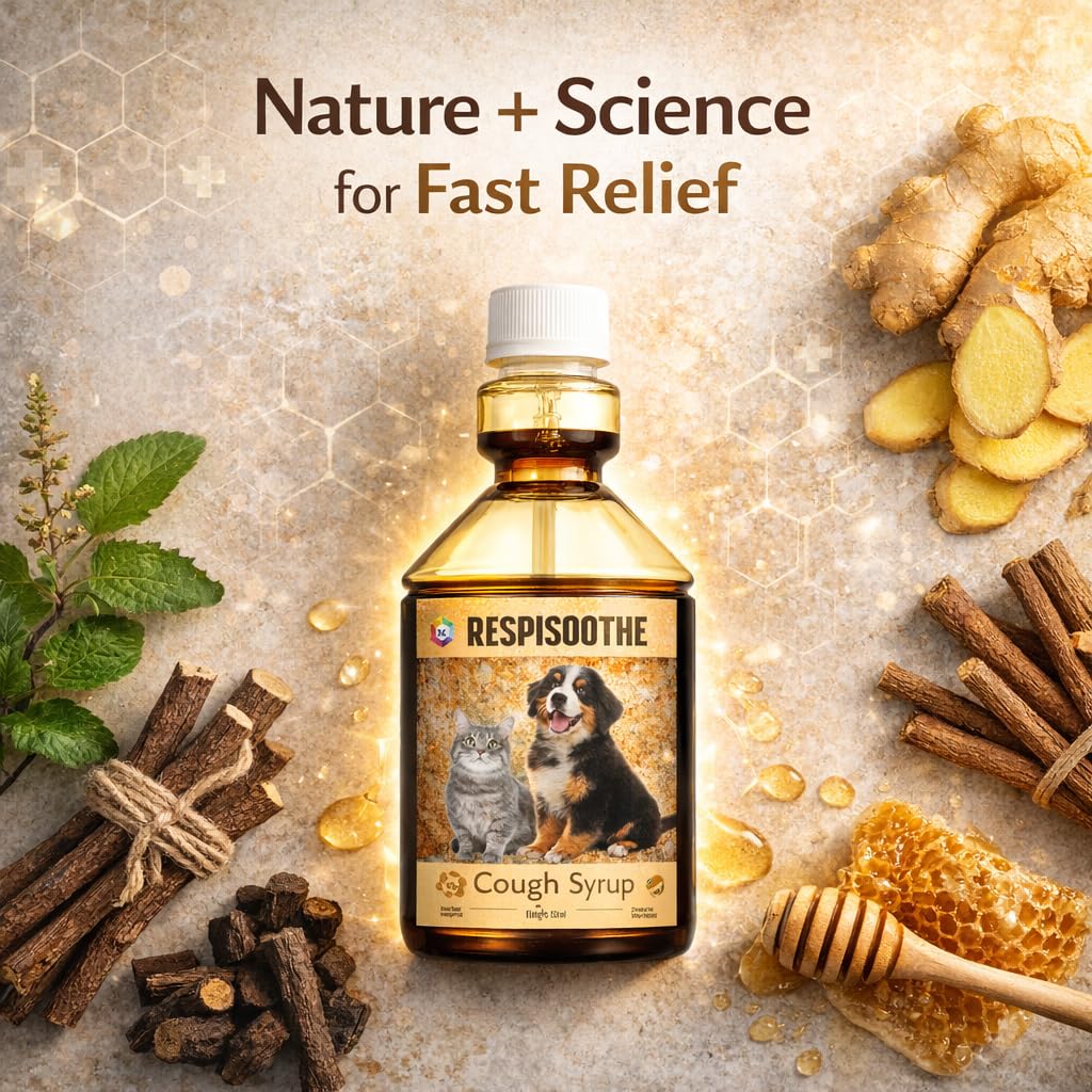 Medfly Respisoothe Pet Cough Syrup for Dogs, Cats - Antibacterial & Antiviral Formula | Relieves Dry, Harsh, Kennel Cough & Sneezing | Supports Respiratory Health | Easy Built-in Dosage Bottle- 250ml 1
