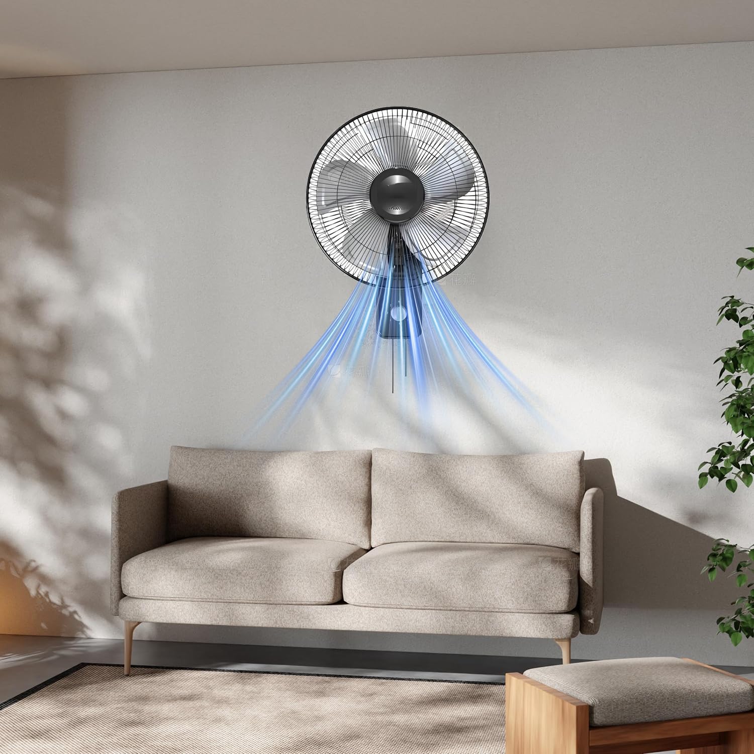 Ventilador de Pared Industrial con 3 Velocidades y Aspas de Aluminio | Oscilación 90°, Inclinación 30° para Almacén, Taller, Garaje, Fábrica y Uso Comercial(Diameter 44.5cm)