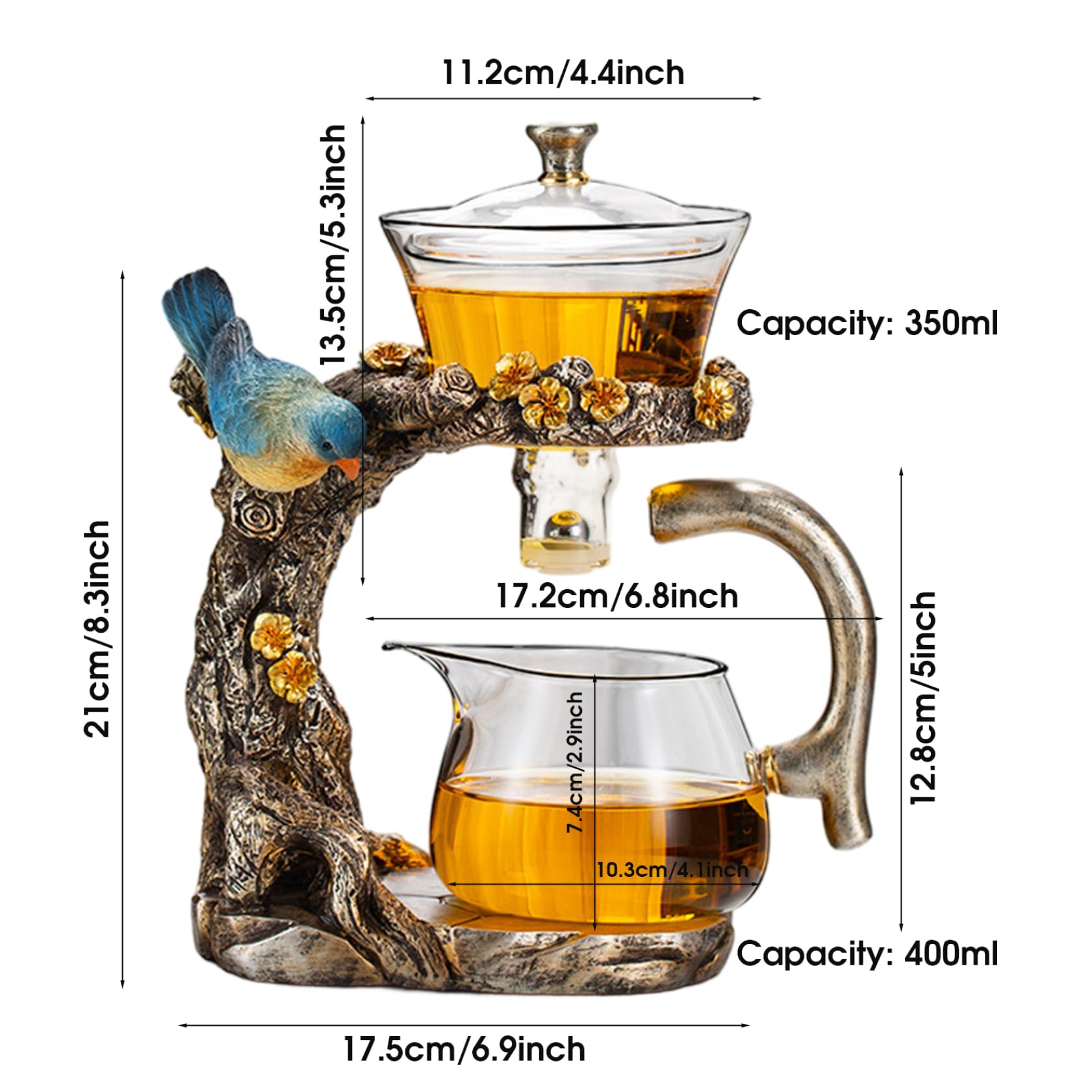 Juego de té semiautomático tetera magnética de vidrio de borosilicato de alta calidad con infusor juego de té Kung Fu para el hogar la oficina regalos de viaje tetera magnética.