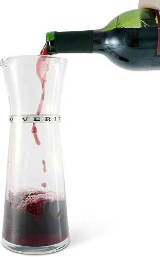 Miniatura 1 de Vagabond House Medici - Elegante jarra de vidrio transparente (In Vino Veritas) Elegante jarra de vidrio transparente para agua, jugo, leche, café,